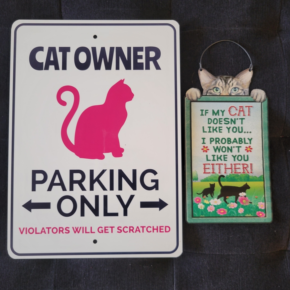 Cat Owner Parking Only Sign - Pink and Black